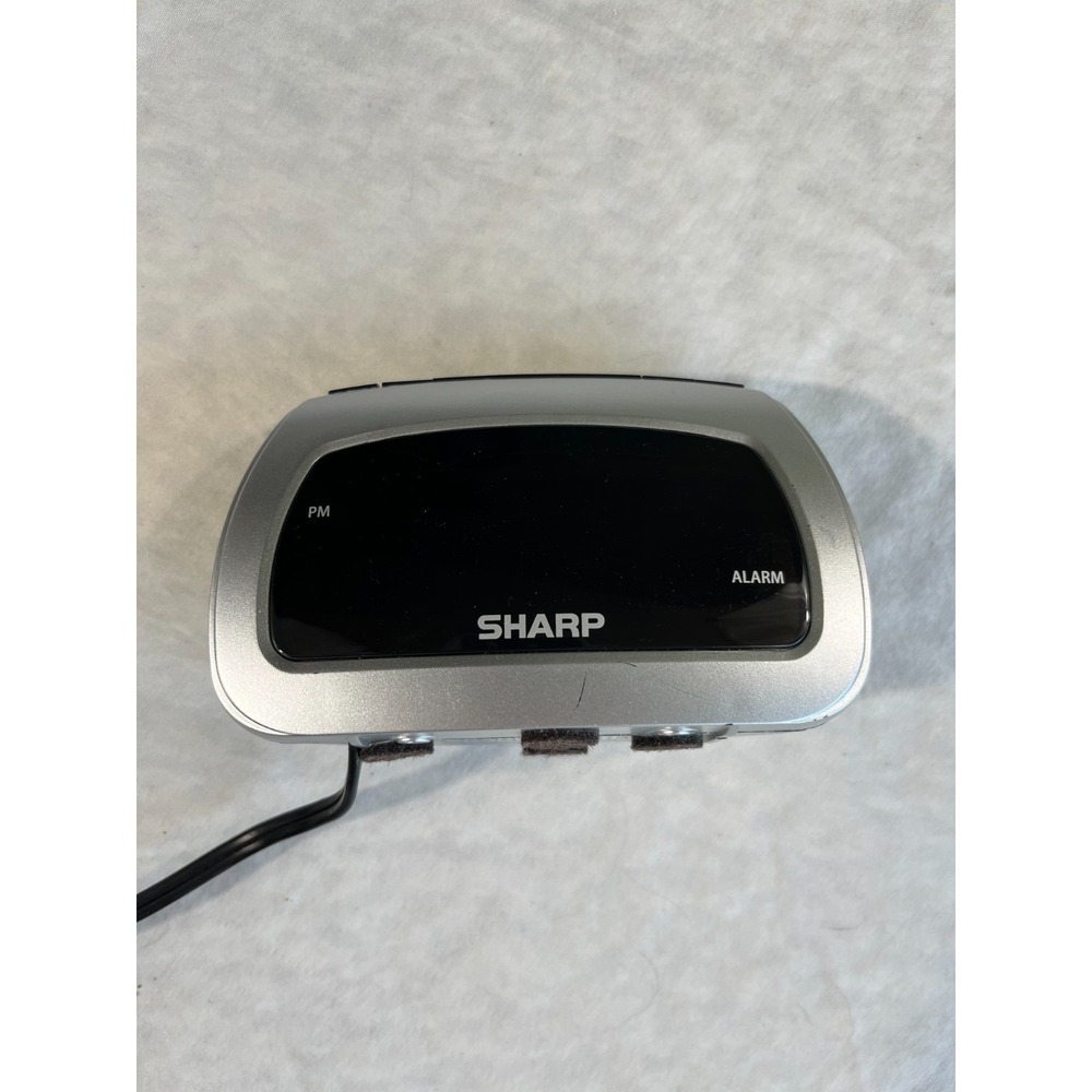 Sharp Digital Alarm Clock SPC085 Silver Black Battery Backup LED Display Vintage